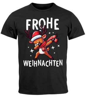 MoonWorks Herren T-Shirt Weihnachten Dabbing Schwarz/Braun/Rot/Orange/Beige/Grau