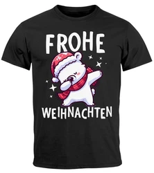 MoonWorks Herren T-Shirt Weihnachten Dabbing Schwarz/Braun/Beige/Weiß/Grau
