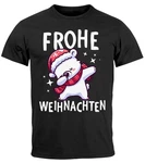 MoonWorks Herren T-Shirt Weihnachten Dabbing Schwarz/Braun/Beige/Weiß/Grau MoonWorks Herren T-Shirt Weihnachten Dabbing Schwarz/Braun/Beige/Weiß/Grau