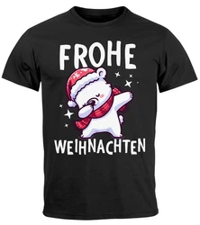 MoonWorks Herren T-Shirt Weihnachten Dabbing Schwarz/Braun/Beige/Weiß/Grau