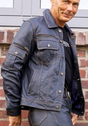 Be Noble Lederjacke Denver Jeansjacken Style Dunkelblau/Blau