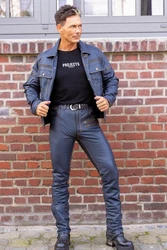 Be Noble Lederjacke Denver Jeansjacken Style Dunkelblau/Blau