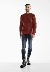 STREET ONE MEN Strickpullover Dunkelrot/Rot/Orange/Braun