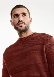 STREET ONE MEN Strickpullover Dunkelrot/Rot/Orange/Braun