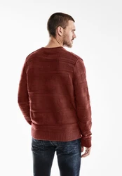STREET ONE MEN Strickpullover Dunkelrot/Rot/Orange/Braun