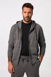 JP1880 Fleecejacke Hoodie-Jacke Fitness Sweat Kapuze Hellgrau/Dunkelgrau/Grau