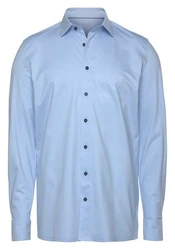 OLYMP Langarmhemd Luxor 24/Seven modern fit Jerseyshirt Hellblau/Blau
