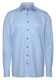 OLYMP Langarmhemd Luxor 24/Seven modern fit Jerseyshirt Hellblau/Blau