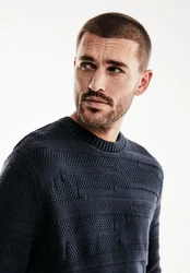 STREET ONE MEN Strickpullover Dunkelblau/Blau