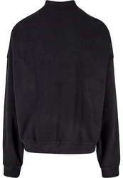 URBAN CLASSICS Rundhalspullover Herren Oversized Polar Fleece Crew Schwarz/Dunkelgrau