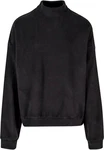 URBAN CLASSICS Rundhalspullover Herren Oversized Polar Fleece Crew Schwarz/Dunkelgrau