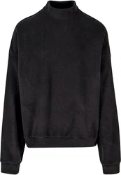 URBAN CLASSICS Rundhalspullover Herren Oversized Polar Fleece Crew Schwarz/Dunkelgrau