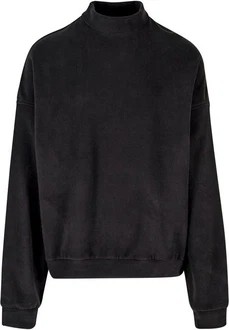 URBAN CLASSICS Rundhalspullover Herren Oversized Polar Fleece Crew Schwarz/Dunkelgrau