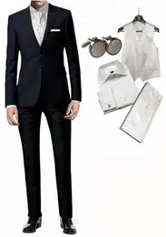 Anzug Hochzeitsanzug 7tlg. blau marine Set Slim Set Hochzeitsweste Hemd slim fit (shape fit)