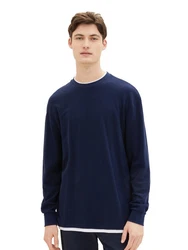 TOM TAILOR Denim 2-in-1 Langarmshirt Dunkelblau/Hellblau