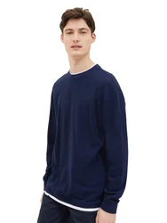 TOM TAILOR Denim 2-in-1 Langarmshirt Dunkelblau/Hellblau