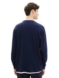 TOM TAILOR Denim 2-in-1 Langarmshirt Dunkelblau/Hellblau