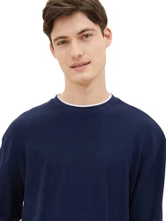 TOM TAILOR Denim 2-in-1 Langarmshirt Dunkelblau/Hellblau