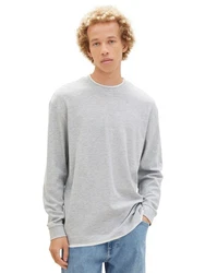 TOM TAILOR Denim 2-in-1 Langarmshirt Grau/Beige/Hellblau/Weiß