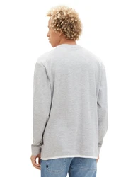 TOM TAILOR Denim 2-in-1 Langarmshirt Grau/Beige/Hellblau/Weiß
