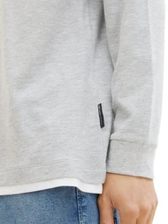 TOM TAILOR Denim 2-in-1 Langarmshirt Grau/Beige/Hellblau/Weiß