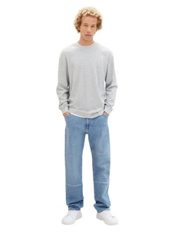 TOM TAILOR Denim 2-in-1 Langarmshirt Grau/Beige/Hellblau/Weiß