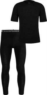 normani Thermounterhemd Herren Merino-Set T-Shirt und Unterhose Schwarz