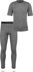 normani Thermounterhemd Herren Merino-Set T-Shirt und Unterhose Dunkelgrau/Grau/Hellgrau