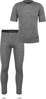 normani Thermounterhemd Herren Merino-Set T-Shirt und Unterhose Dunkelgrau/Grau/Hellgrau