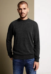 STREET ONE MEN Stehkragenpullover Dunkelgrau/Grau/Schwarz