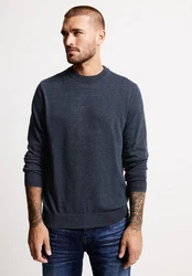 STREET ONE MEN Stehkragenpullover Dunkelblau/Grau