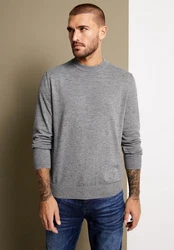 STREET ONE MEN Stehkragenpullover Hellgrau/Dunkelgrau/Grau
