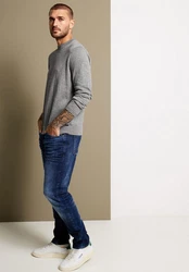 STREET ONE MEN Stehkragenpullover Hellgrau/Dunkelgrau/Grau