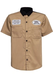 KingKerosin Kurzarmhemd All You Need is Beer Beige/Khaki/Braun