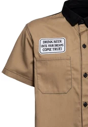 KingKerosin Kurzarmhemd All You Need is Beer Beige/Khaki/Braun
