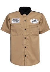 KingKerosin Kurzarmhemd All You Need is Beer Beige/Khaki/Braun