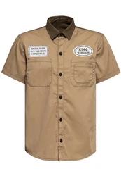 KingKerosin Kurzarmhemd All You Need is Beer Khaki/Braun/Beige