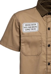 KingKerosin Kurzarmhemd All You Need is Beer Khaki/Braun/Beige
