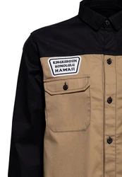 KingKerosin Langarmhemd The Islander Beige/Braun/Khaki/Dunkelblau