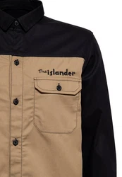 KingKerosin Langarmhemd The Islander Beige/Braun/Khaki/Dunkelblau