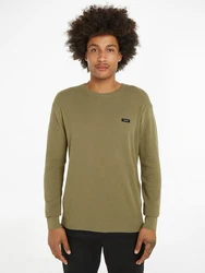 Calvin Klein Rundhalspullover TEXTURED CN SWEATER Dunkelgrün/Khaki