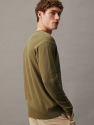 Calvin Klein Rundhalspullover TEXTURED CN SWEATER Dunkelgrün/Khaki