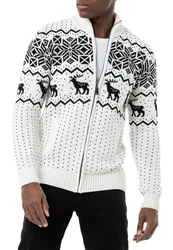 RedBridge Strickjacke Norweger Slim-Fit Weiß/Schwarz/Beige/Creme/Gelb