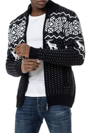 Strickjacke Norweger Slim-Fit Plaid Rentier High Quality