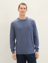 TOM TAILOR Strickpullover Basic mit Logo Stickerei saphir