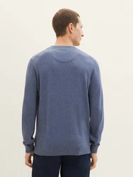 TOM TAILOR Strickpullover Basic mit Logo Stickerei saphir