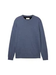 TOM TAILOR Strickpullover Basic mit Logo Stickerei saphir