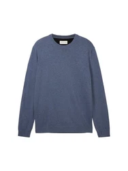 TOM TAILOR Strickpullover Basic mit Logo Stickerei saphir