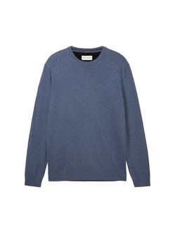 TOM TAILOR Strickpullover Basic mit Logo Stickerei saphir TOM TAILOR Strickpullover Basic mit Logo Stickerei saphir