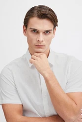 Casual Friday Kurzarmhemd CFAksel SS linen mix shirt Weiß/Grau/Creme